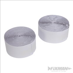 Fixman Hook & Loop Tape White Self-Adhesive 2pce 50mm x 5m