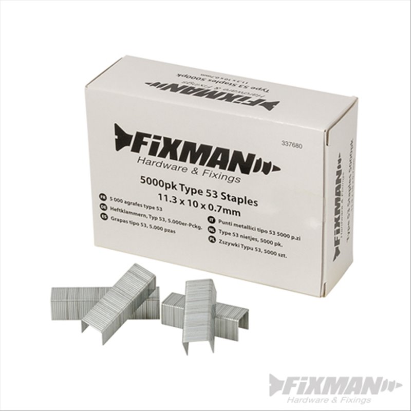 Fixman Type 53 Staples 5000pk 11.25 x 10 x 0.75mm