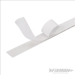 Fixman Hook & Loop Tape White Self-Adhesive 2pce 20mm x 5m