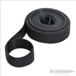 Fixman Self-Wrap Hook & Loop Tape Black 25mm x 5m