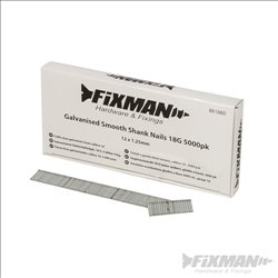 Fixman Galvanised Smooth Shank Nails 18G 5000pk 12 x 1.25mm