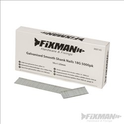 Fixman Galvanised Smooth Shank Nails 18G 5000pk 16 x 1.25mm