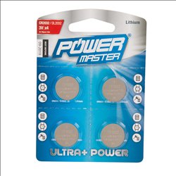Powermaster Lithium Button Cell Battery CR2032 4pk CR2032