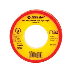 Dickie Dyer Gas PTFE Thread Seal Tape 10pk 12mm x 5m